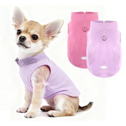 2 Pack fleece dog sweater vest with leash ring