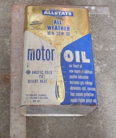 vintage allstate motor oil can