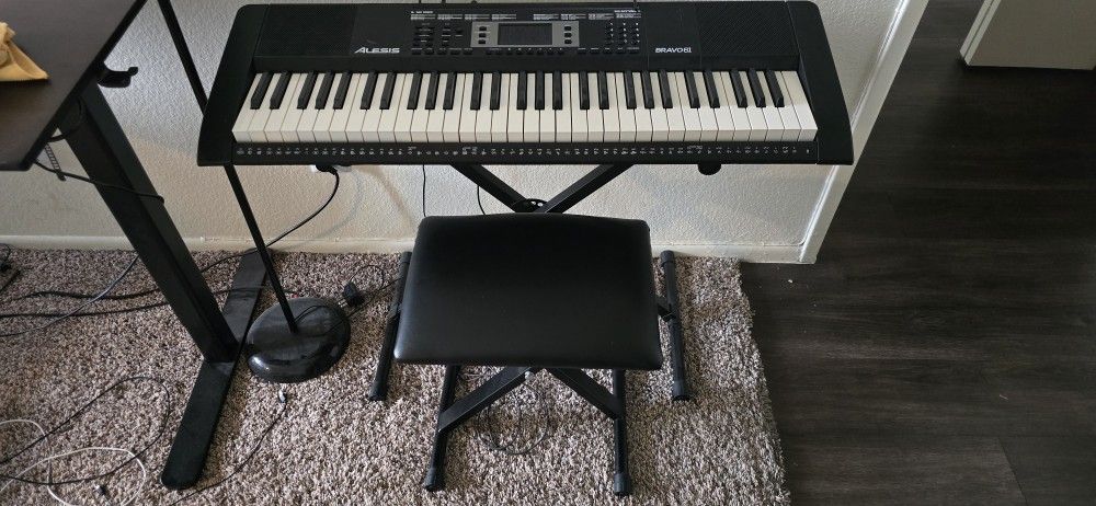 Alesis Keyboard, 64 key, Includes Piano Stool And Sustain Pedal