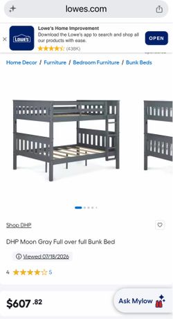 Full Size Bunk Bed - Moon Gray Full over full Bunk Bed