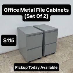 Rolling Office Metal File Cabinets (Set Of 2) Pickup Today Available (NO KEYS)
