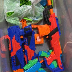 Box Full Of Nerf Guns And Bullets