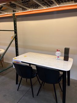 Marble Top Dining Table with Two Chairs