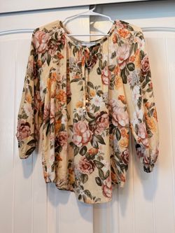 Floral Peasant Tie-Neck Blouse