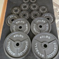 255lb Barbell Style Olympic Weight Plate Set--