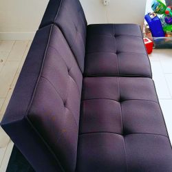 Modern Convertible Sofa Bed Futon – Black, Gently Used