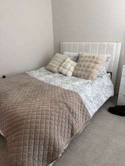 Queen cream bed frame