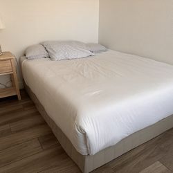 Queen Bed, Spring box with legs  And Mattress 