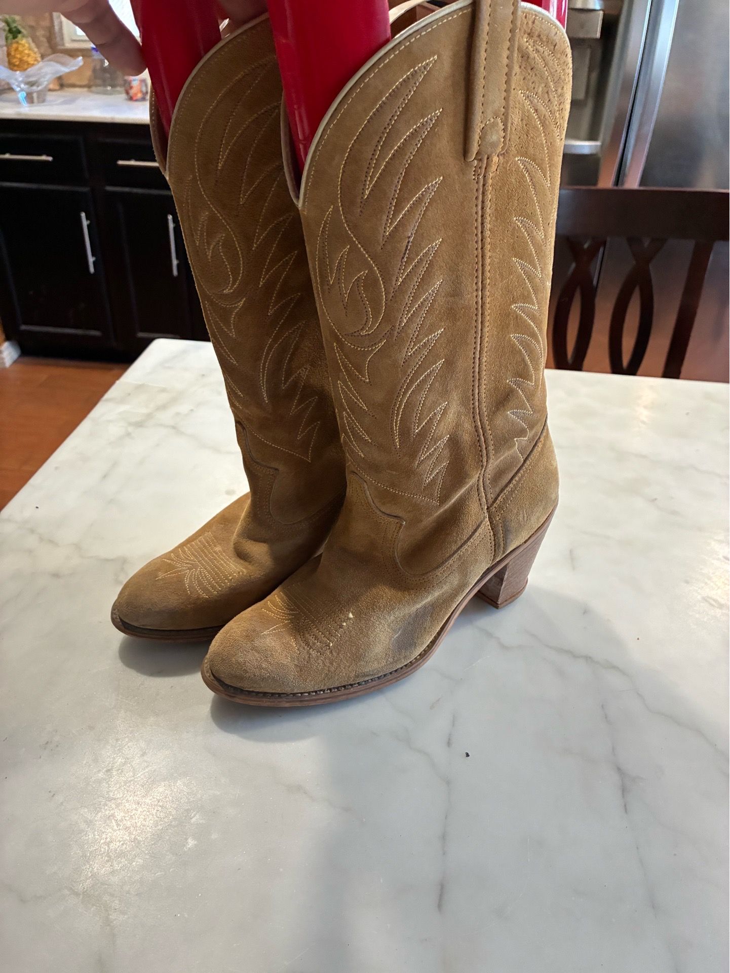 Acme Womens Suede Western Boots Size 7 1/2