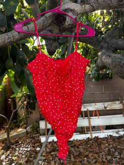 Zara Red Star-Print Lace-Up body size M
