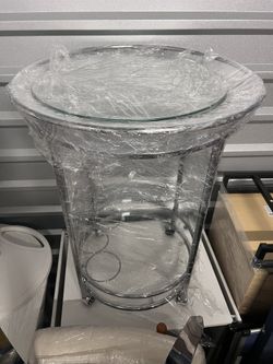 Circular Glass Rolling Table 