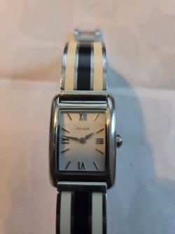Coach Women's Watch Black White Stripe Bracelet