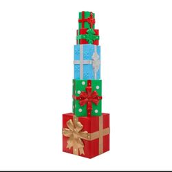 Holiday 8 ft. Giant-Sized Christmas Gift Box with LED Lights Yard Sculpture