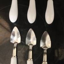 Cambridge Porcelain Grapefruit Spoons White Handle Stainless Set of 6