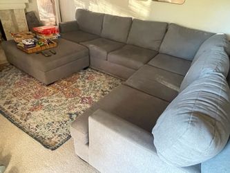 Huge Modern L-Shape Sectional Sofa + Large Ottoman (pickup only)