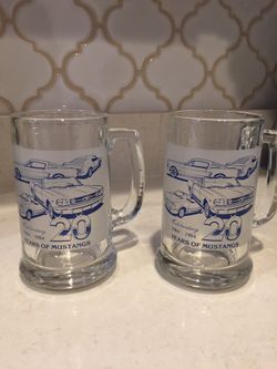 Ford Mustang 20 year Anniversary Glass Mugs