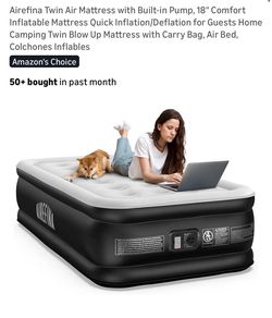 Airefina Twin Air Mattress 18in Comfort w/ Built-in Pump
