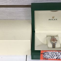 Rolex Ladies Datejust 26mm 69173 Two-Tone 18kt & Steel Fluted Bezel Pink Diamond Dial W/ Box 