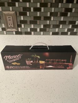 6 Piece Shot Glass Set With Wood Tray