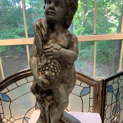 Green boy w/ grapes statue $12