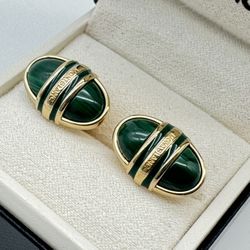 MONTBLANC CZAR NIKOLAI I SOLITAIRE MALACHITE CUFFLINKS AG 925 NEW 100% GENUINE