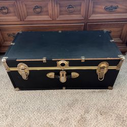 Seward Black Storage Footlocker Trunk - 30" x 16" x 13"