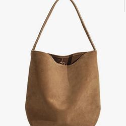 Genuine Leather Bucket Shoulder Bags for Women Ladies Retro Large Tote Purse Handbags Soft Suede Working Satchel