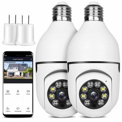 Light Bulb Security Camera Wireless Outdoor Indoor 2.4G WiFi Security Cameras For Home Security 360° PTZ Camera Motion Detection And Alarm Two-Way Aud