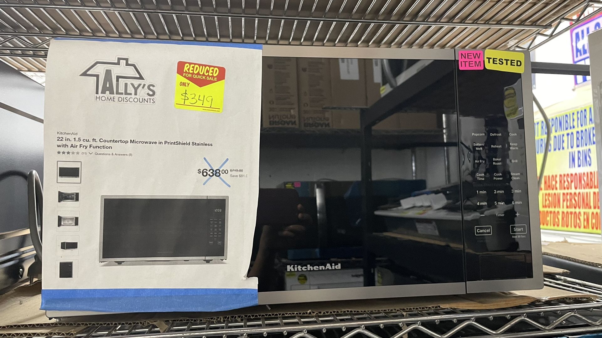 Kitchen Aid 22in Counter Top Microwave Stainless Steel