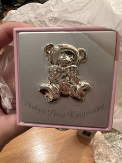 Oneida Silver Plated Pink Baby’s First Keepsake Box New In Box