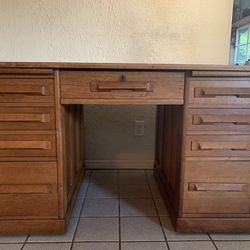 Vintage Brandt solid wood executive desk – mid-century