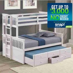 $599 Twin/Full With Twin Storage Trundle Bunk