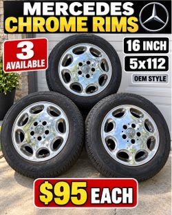 Mercedes-Benz chrome rims, and tires 16 inch wheels 3 piece