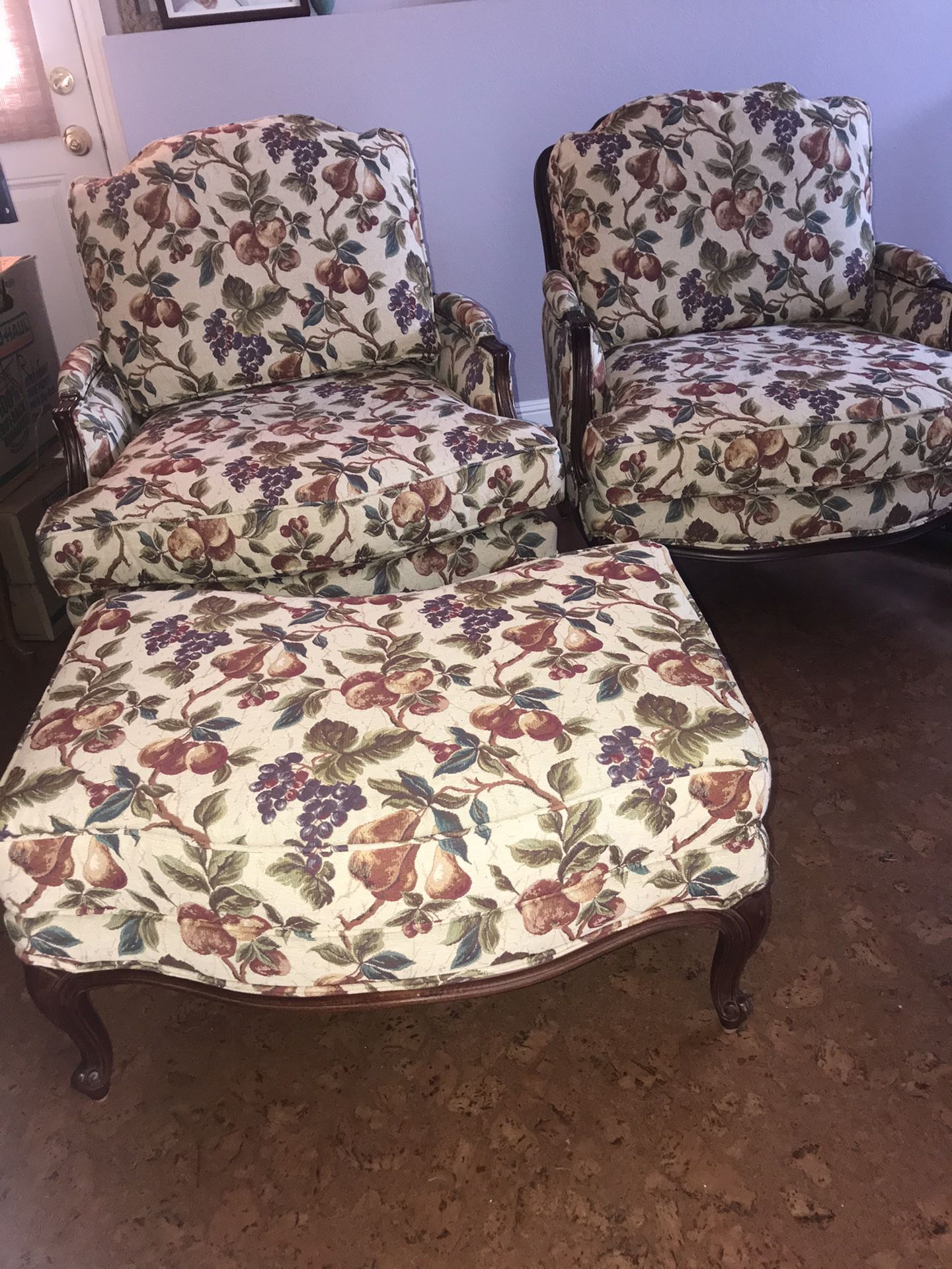 Ethan Allen chairs and ottoman