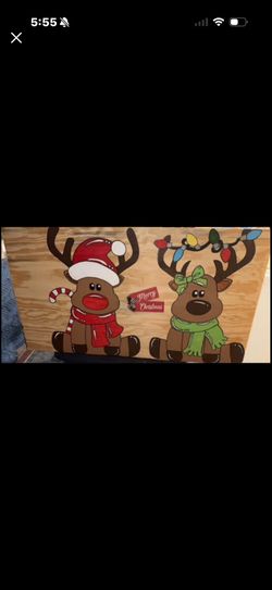 Homemade Christmas Deer Sign. 