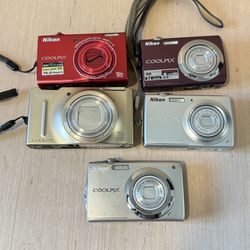 Lot Of 5 Nikon Coolpix digital camera“BROKEN”For PARTS/REPAIR-ONLY Read Info Blw