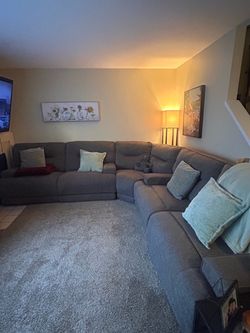 Gray Fabric Sectional Sofa with Recliner
