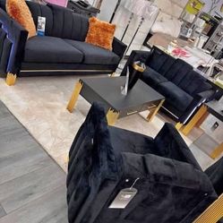 Sofa Y Loveseat Negro Nuevo 