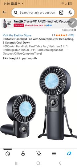 Portable Handheld Fan with Semiconductor Ice Cooling, 5 Seconds Cool Down