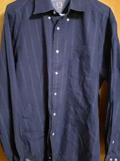 Tommy Hilfiger Stripe Dark Blue Button Down Dress Shirt Mens Long Sleeve 16