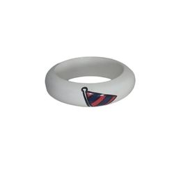 Vintage Wooden Lacquered Bangle Bracelet Nautica Flags Marine Style