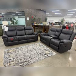 Leather 2 Piece Reclining Sofa And Loveseat Set  - Limited Time Offer 