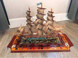 Vintage Handmade “Flying Cloud 1851” Clipper Ship Model – Folk Art Nautical Decor