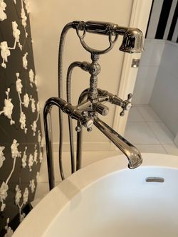 Newport Brass Astor Deck Mounted Tub Filler With Two Cross Handles With Hand Shower
