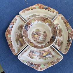 Vintage Nasco Mountain Woodland Design Dish Set