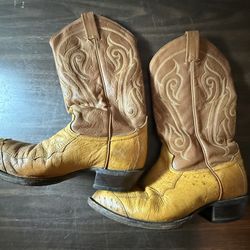 Tony Lama CY913 Ostrich and brown Cowboy Western Boots size 7.5