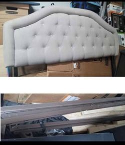 Upholstered Headboard & Metal Bed Frame