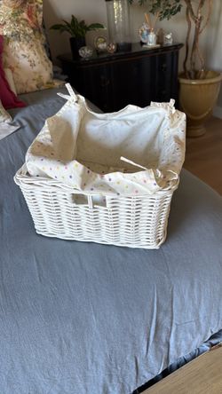 Pottery Barn Basket with Polka Dot Lining