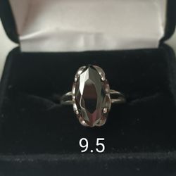 925 Silver Black Stone Ring 