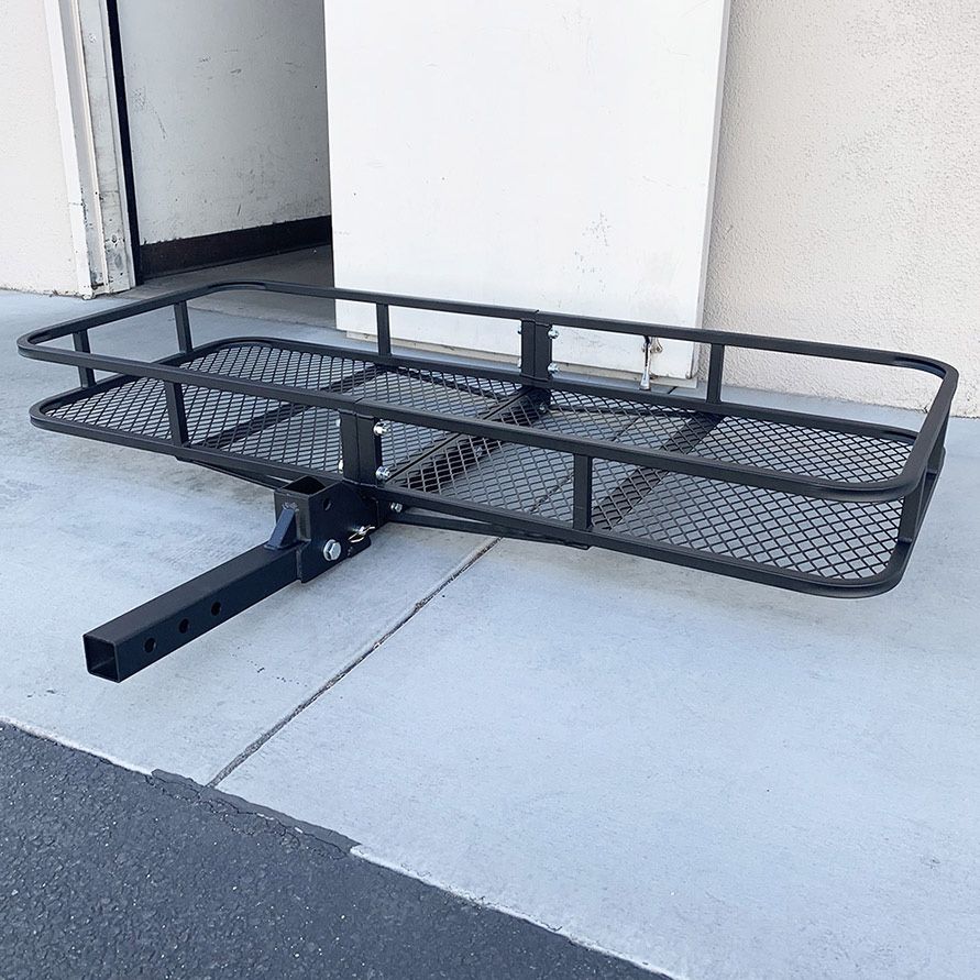 (New) $125 Folding Cargo Rack Carrier 60x25 Inches Fold Up Basket 2” Hitch Receiver 500lbs Max